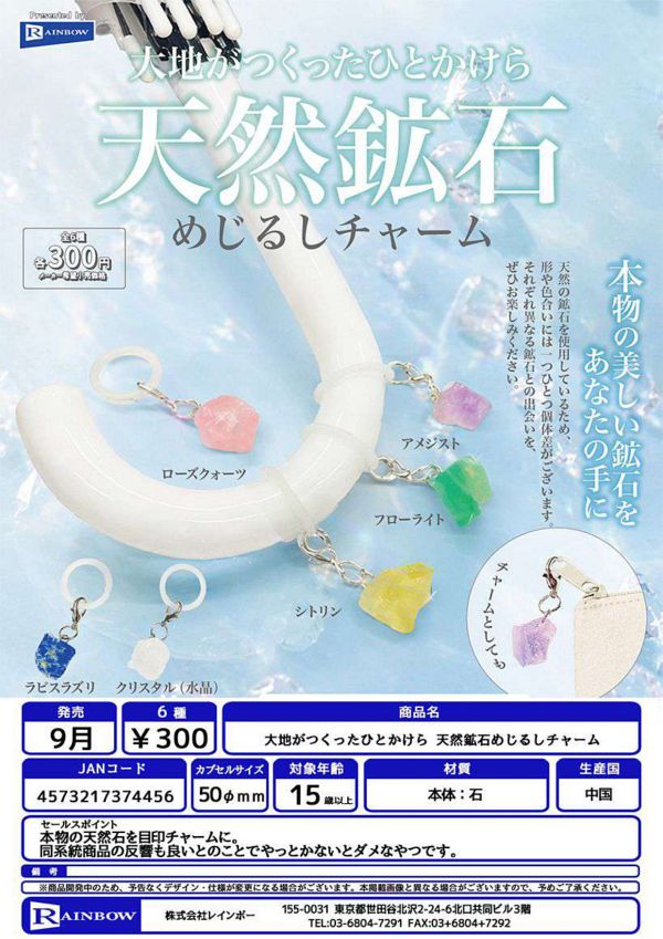【9月発売】大地がつくったひとかけら 天然鉱石めじるしチャーム 40個入り (300円カプセル)【二次予約】
