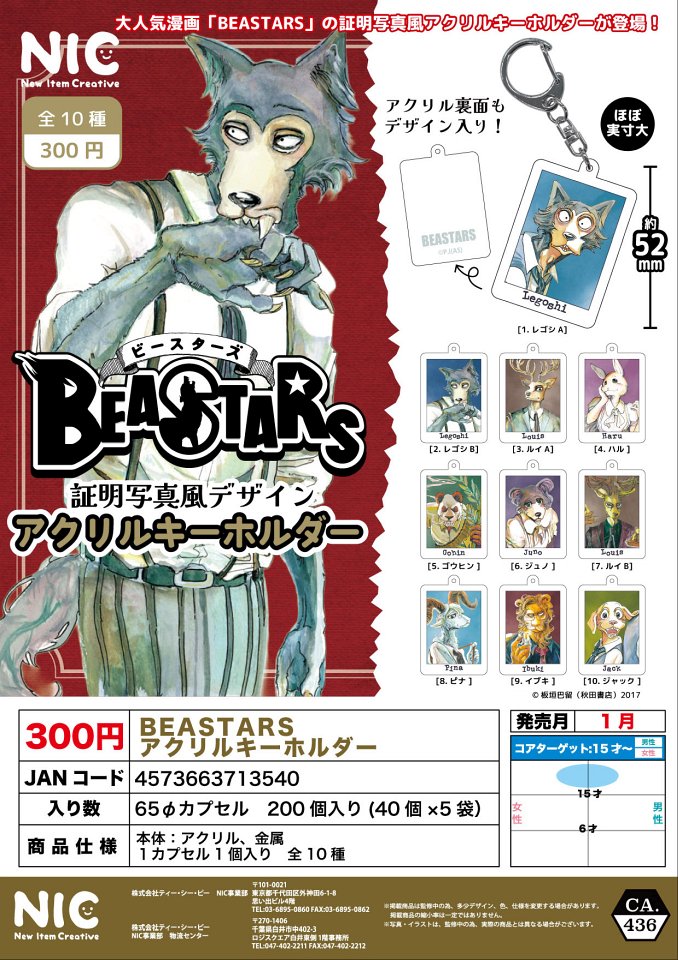 【1月発売】BEASTARS アクリルキーホルダー 40個入り (300円カプセル)【一次予約】