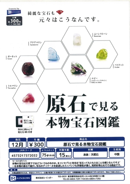 【12月発売】原石で見る本物宝石図鑑 40個入り (300円カプセル)【一次予約】