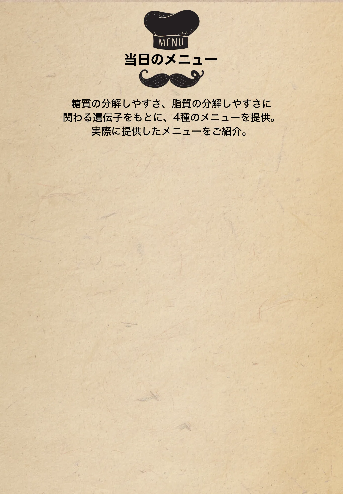 当日のメニュー