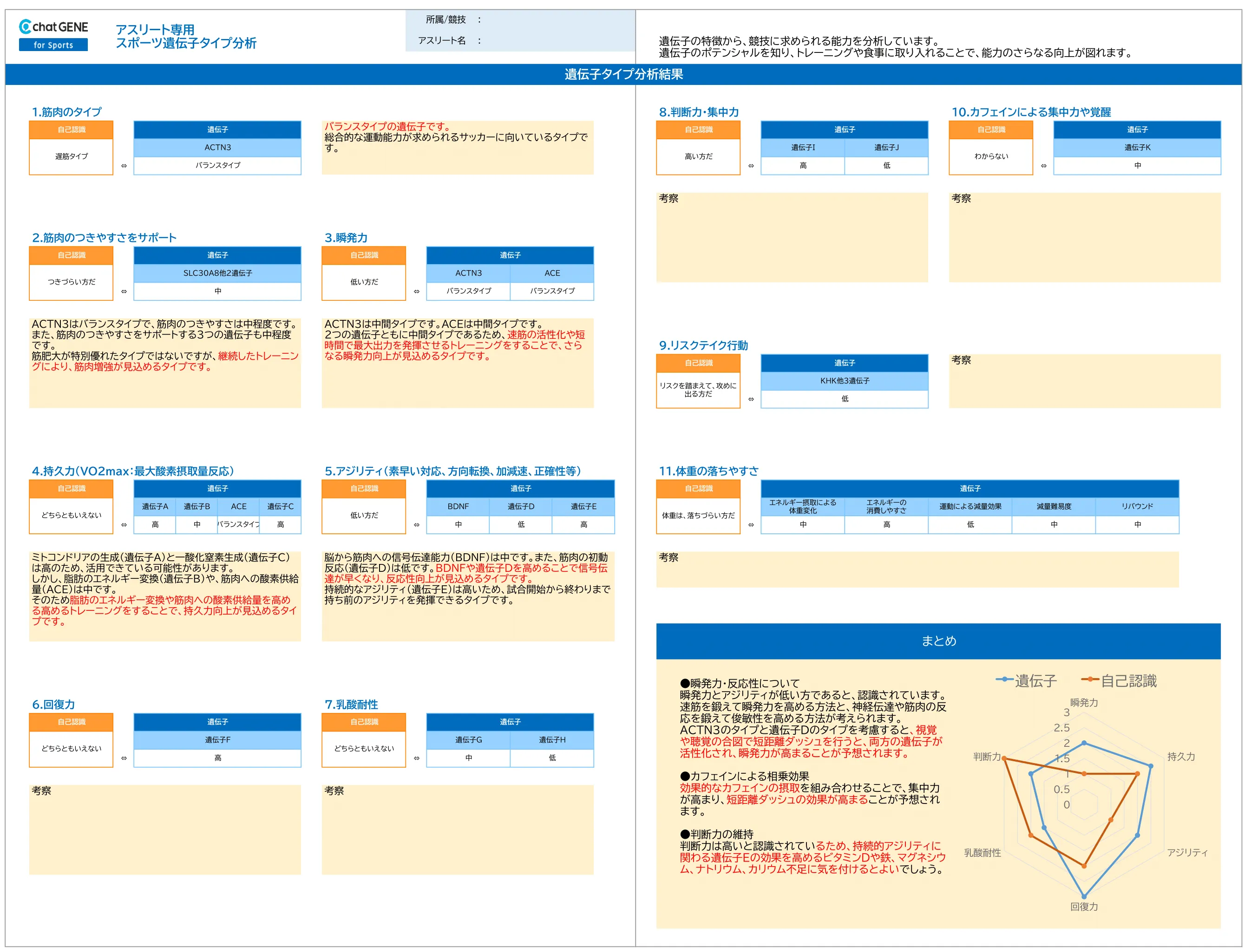 遺伝子分析結果イメージ