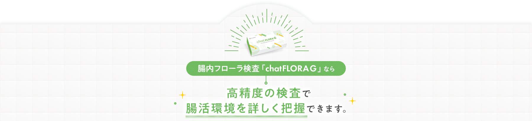 腸内フローラ検査「chatFLORA G」なら高精度の検査で腸活環境を詳しく把握できます。