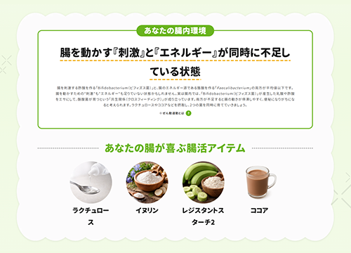 おすすめ食材と栄養素のレポートサンプル