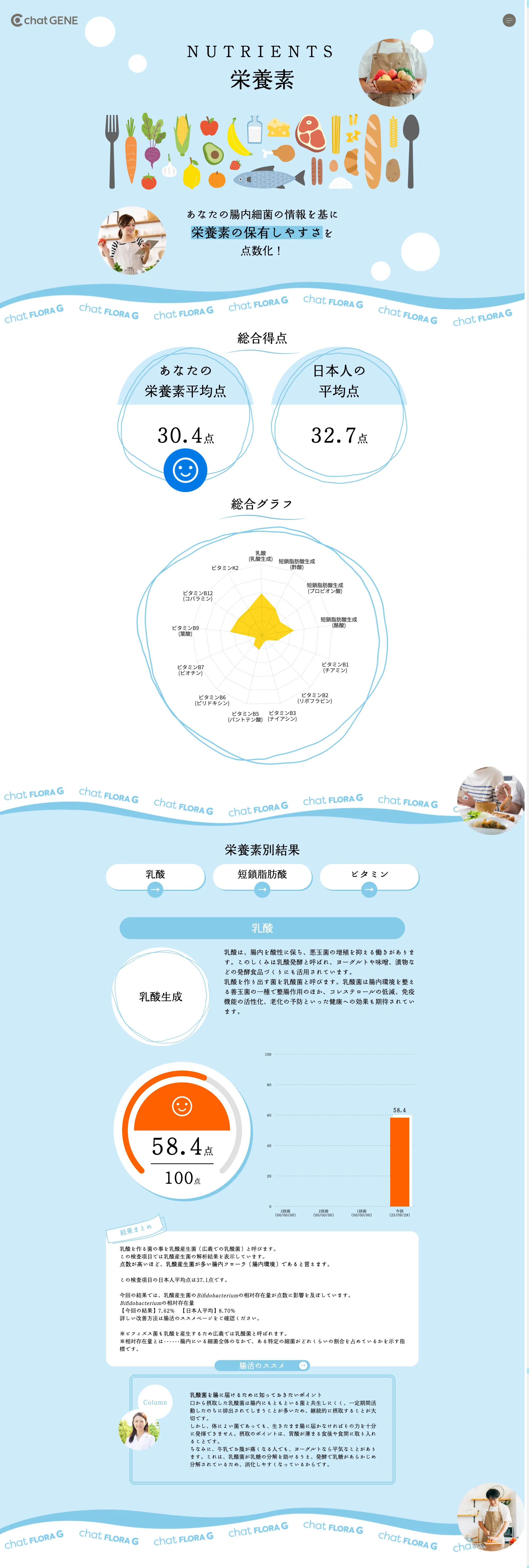 栄養素のレポートサンプル