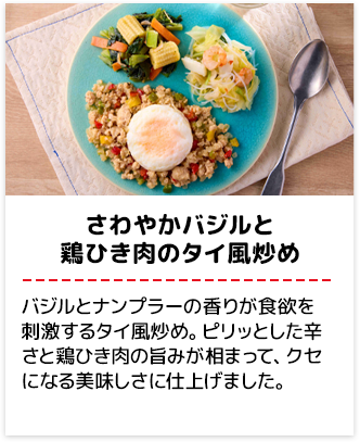 さわやかバジルと鶏ひき肉のタイ風炒め