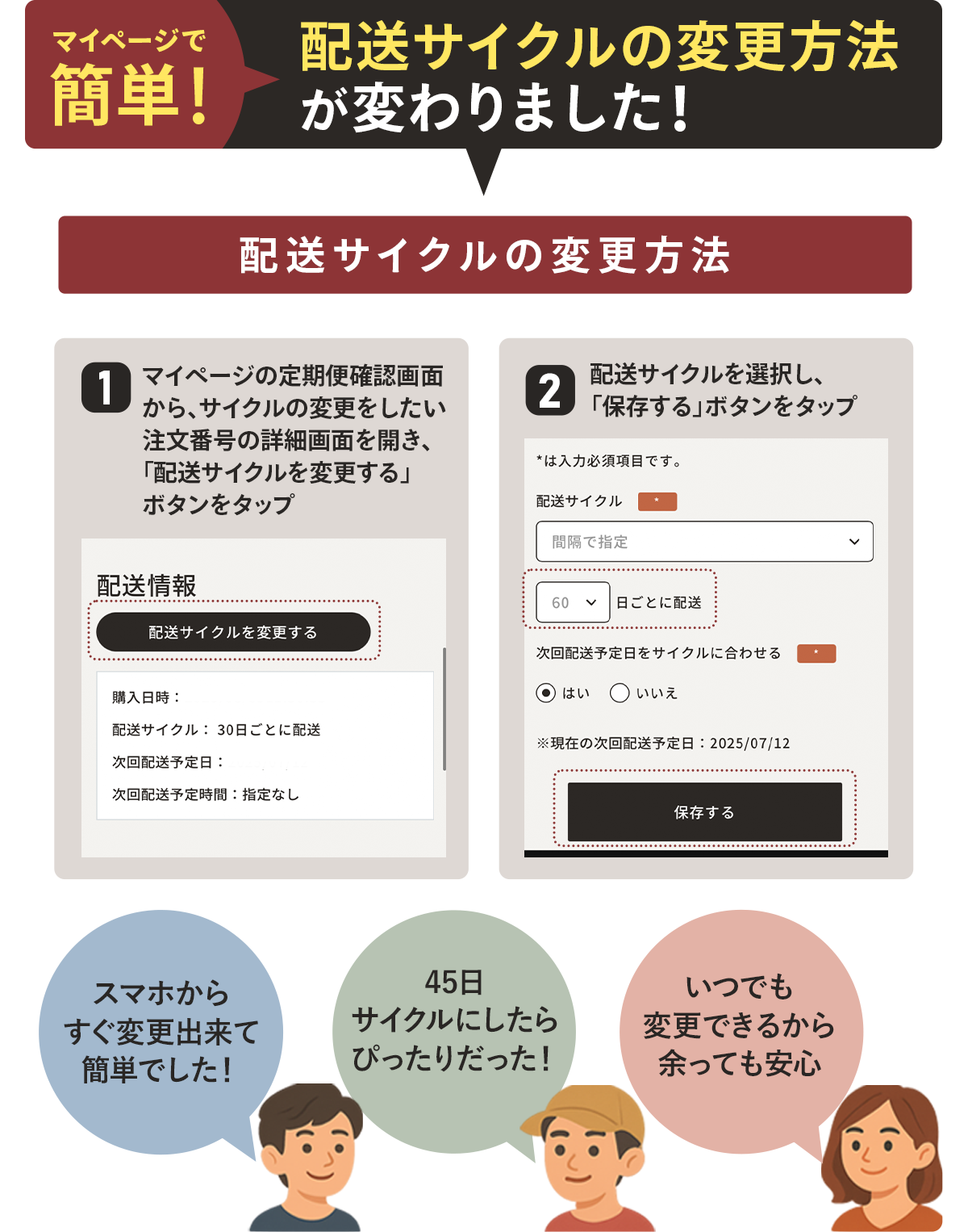 配送サイクルの変更方法