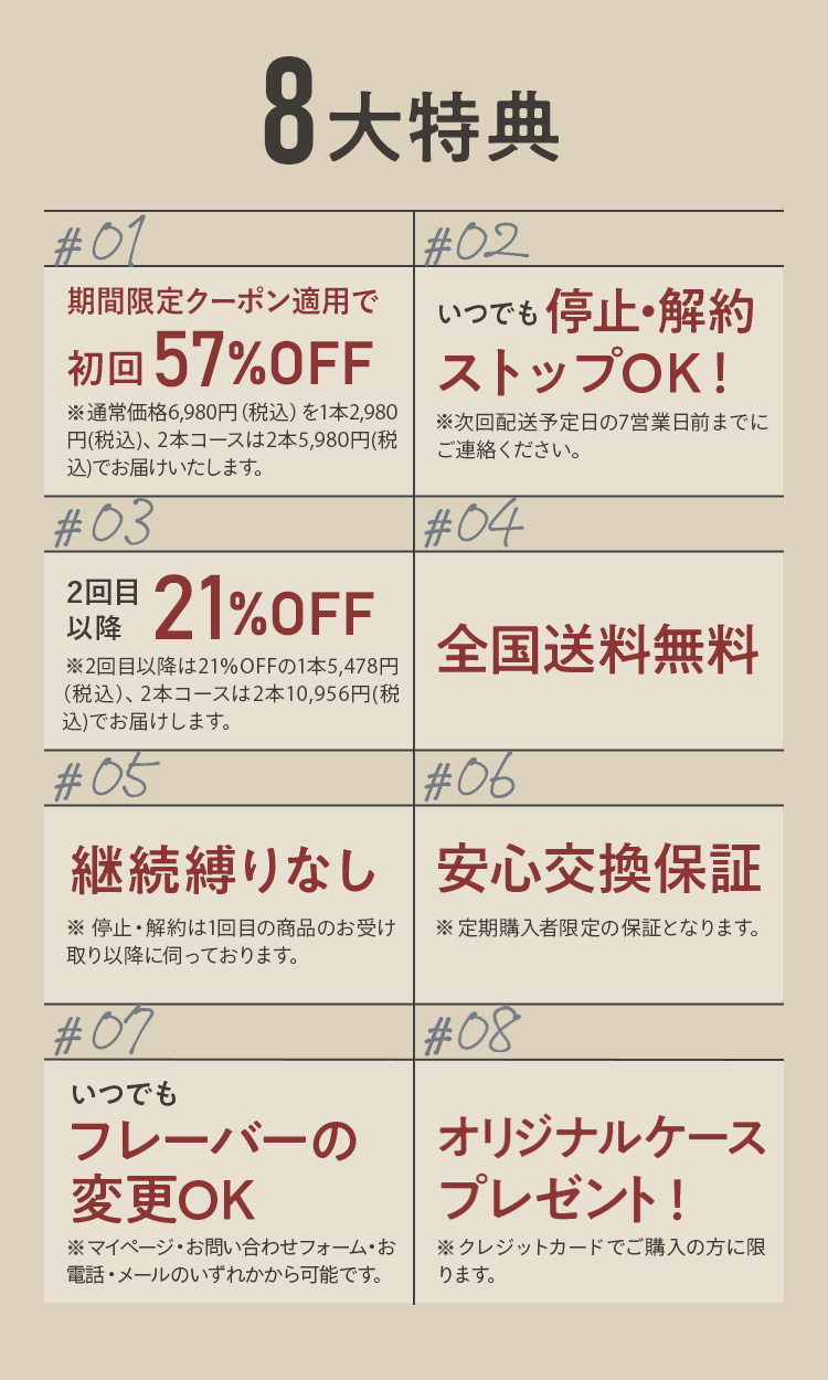 サブスク便（定期コース）の8大特典