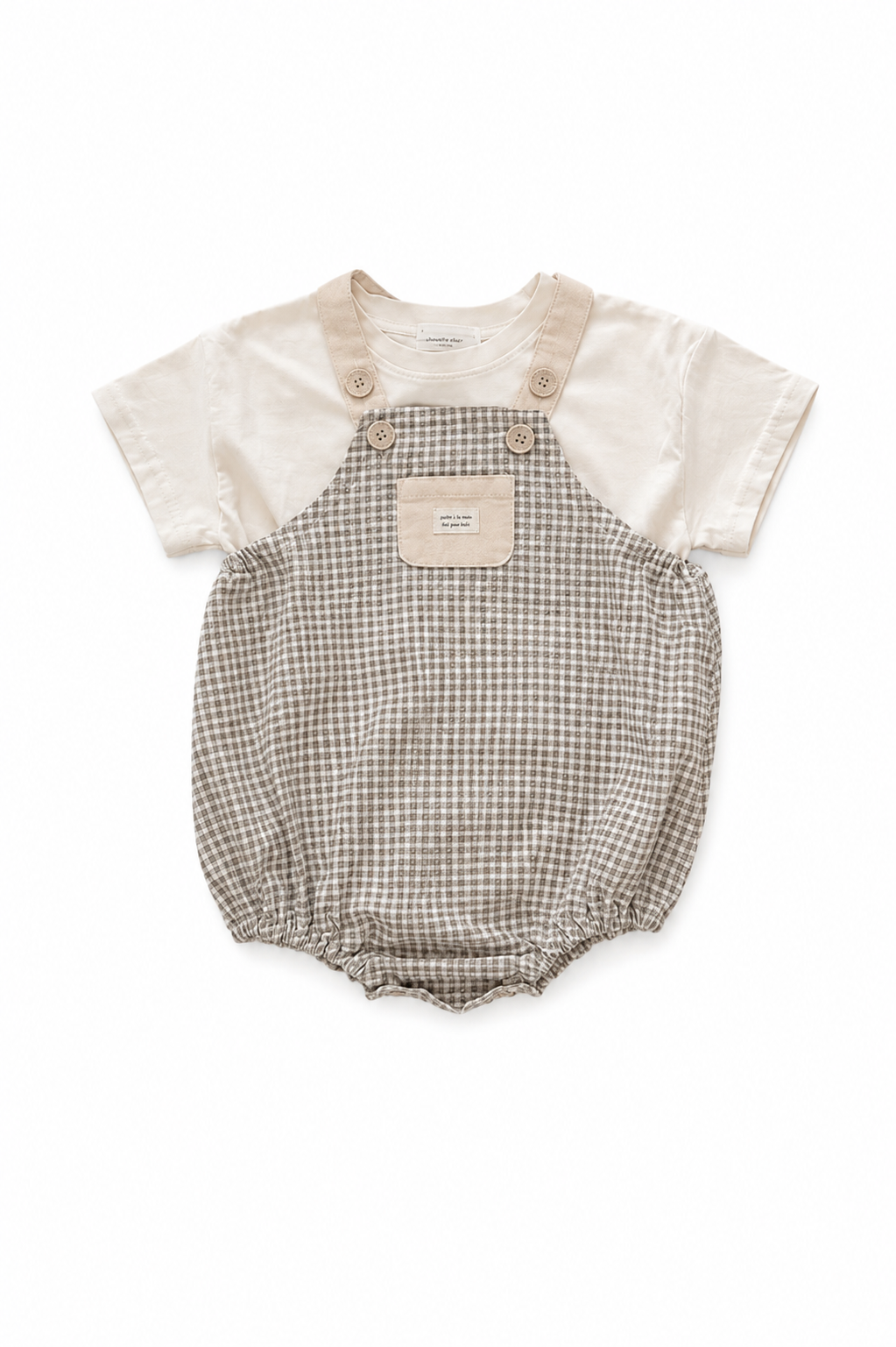 ナチュラルチェック サロペットロンパース 2色展開(A00032) Size: 73cm ブラック