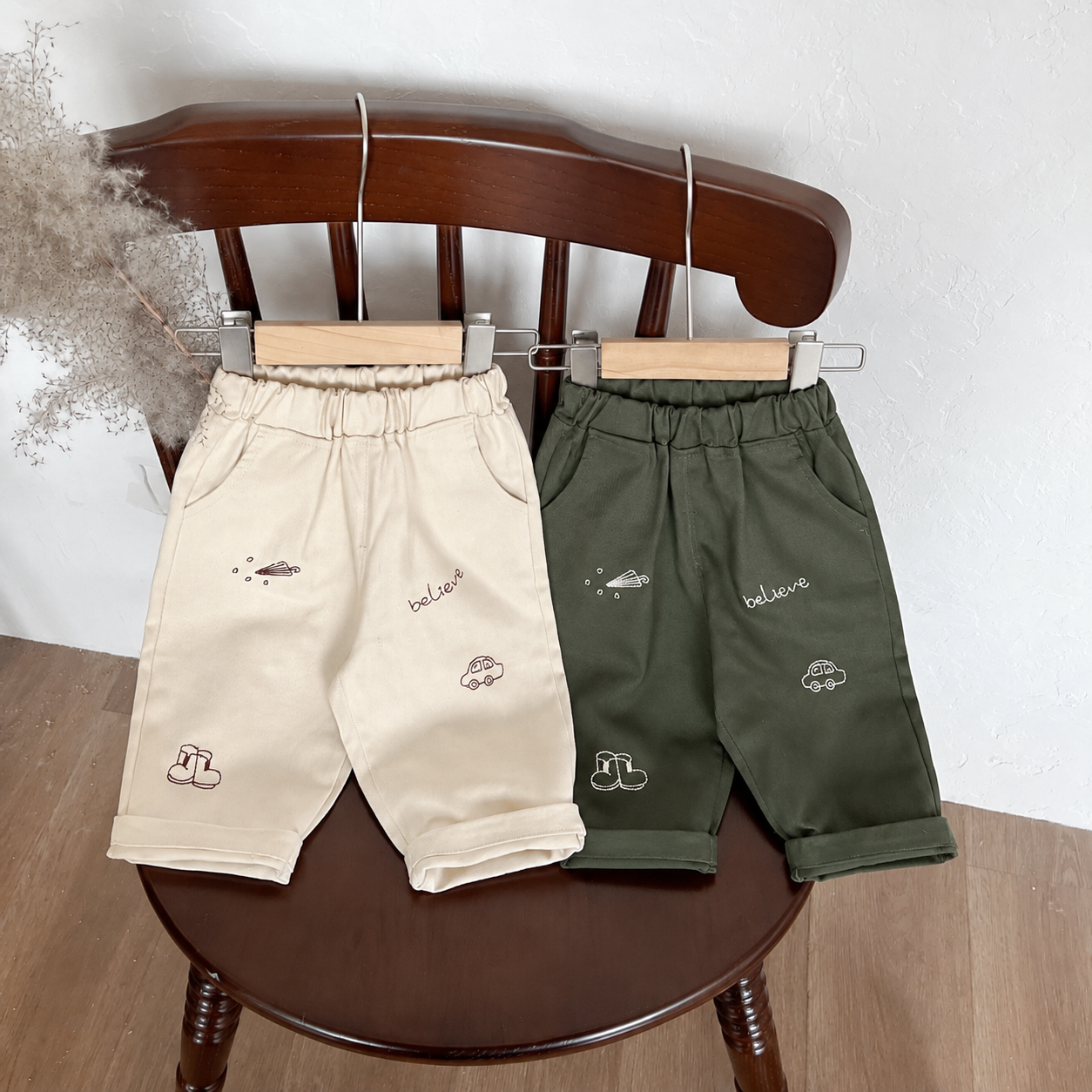 ナチュラルモチーフ イージーパンツ(A00064) Size: 73cm グリーン