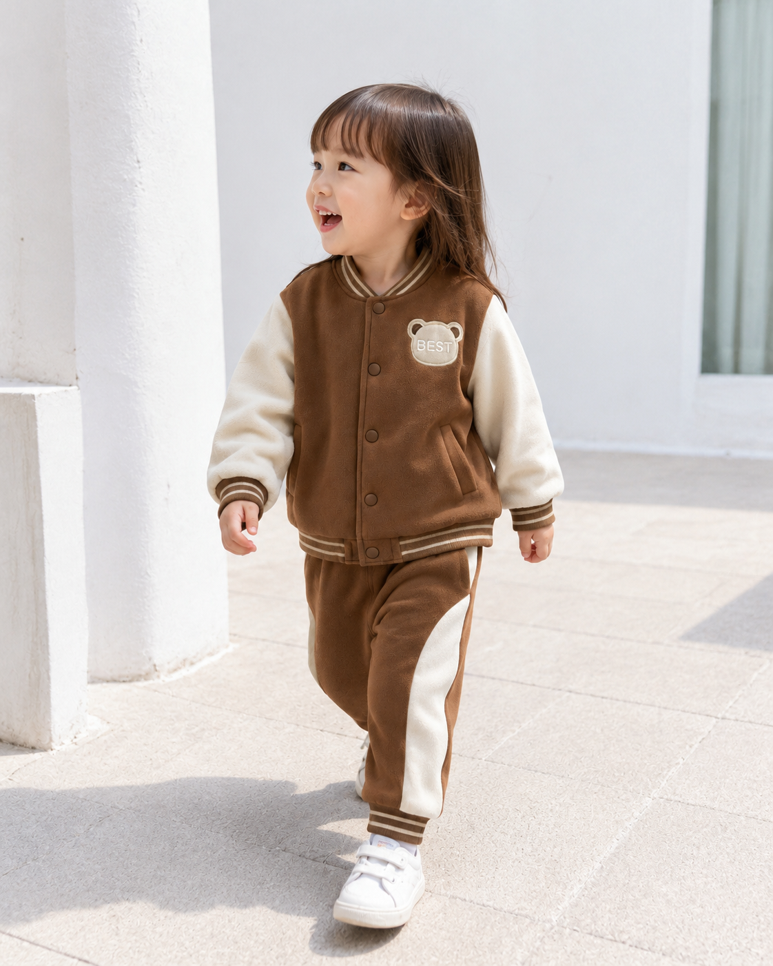 ベアワッペンスタジャンセットアップ 2色展開(A00015) Size: 80cm brown
