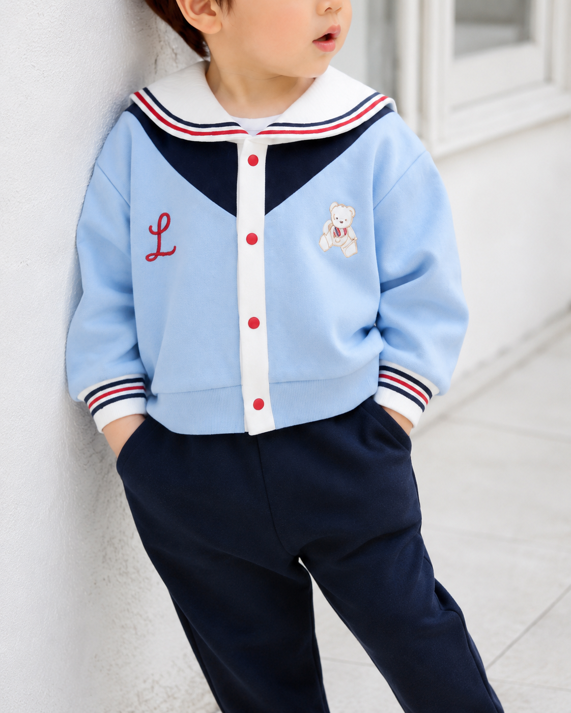 セーラーカラー ベビーセットアップ (A00038) Size: 80Size