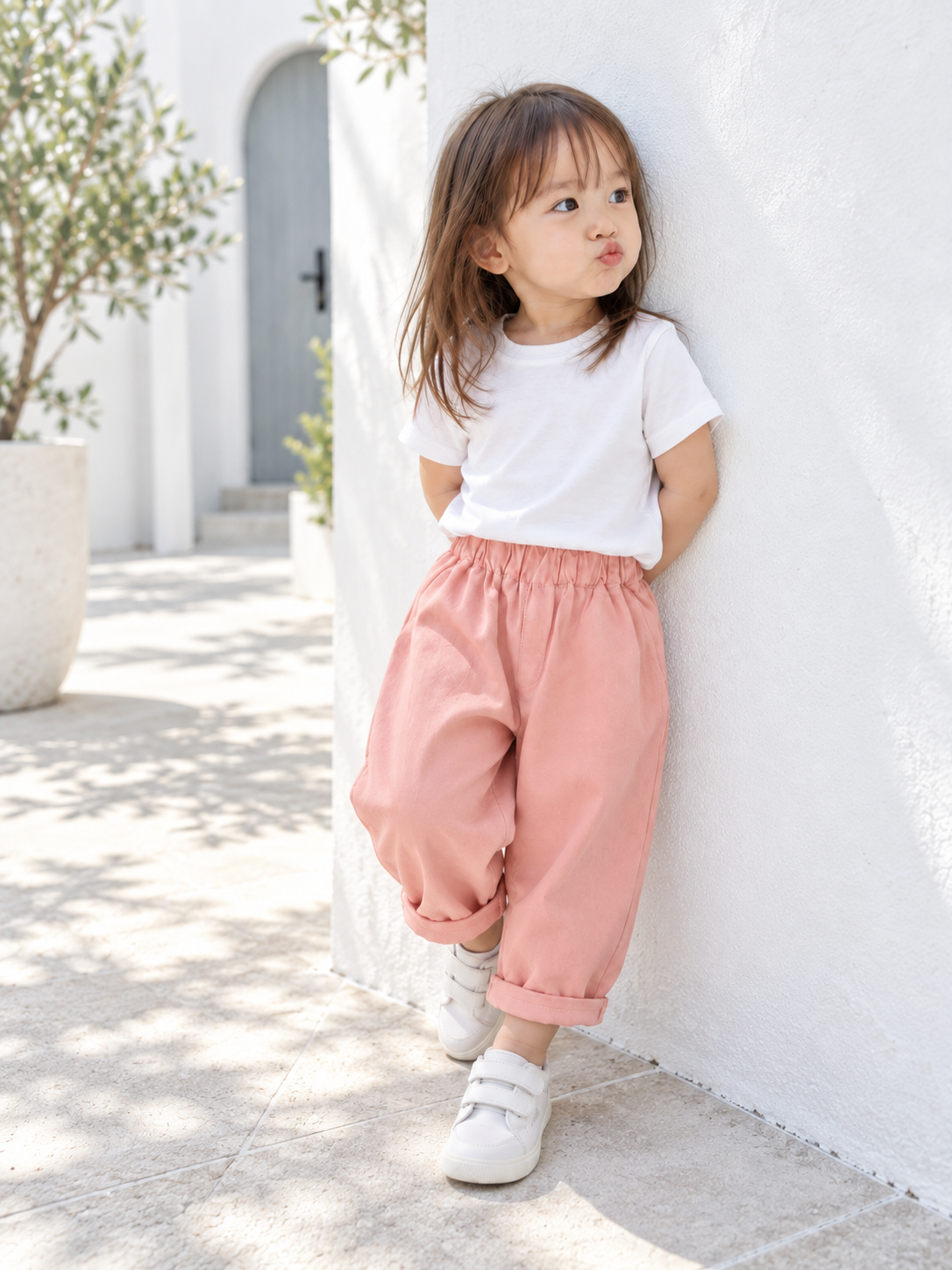 スモーキーピンク テーパードパンツ(A00058) Size: 73Size