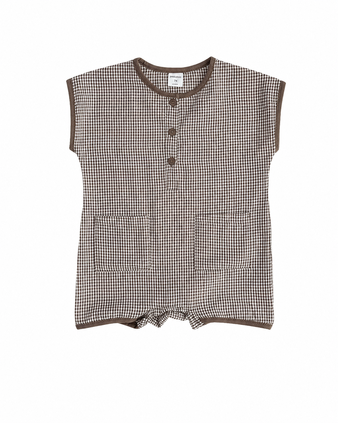 レトロチェック ポケットロンパース (A00033) Size: 73Size