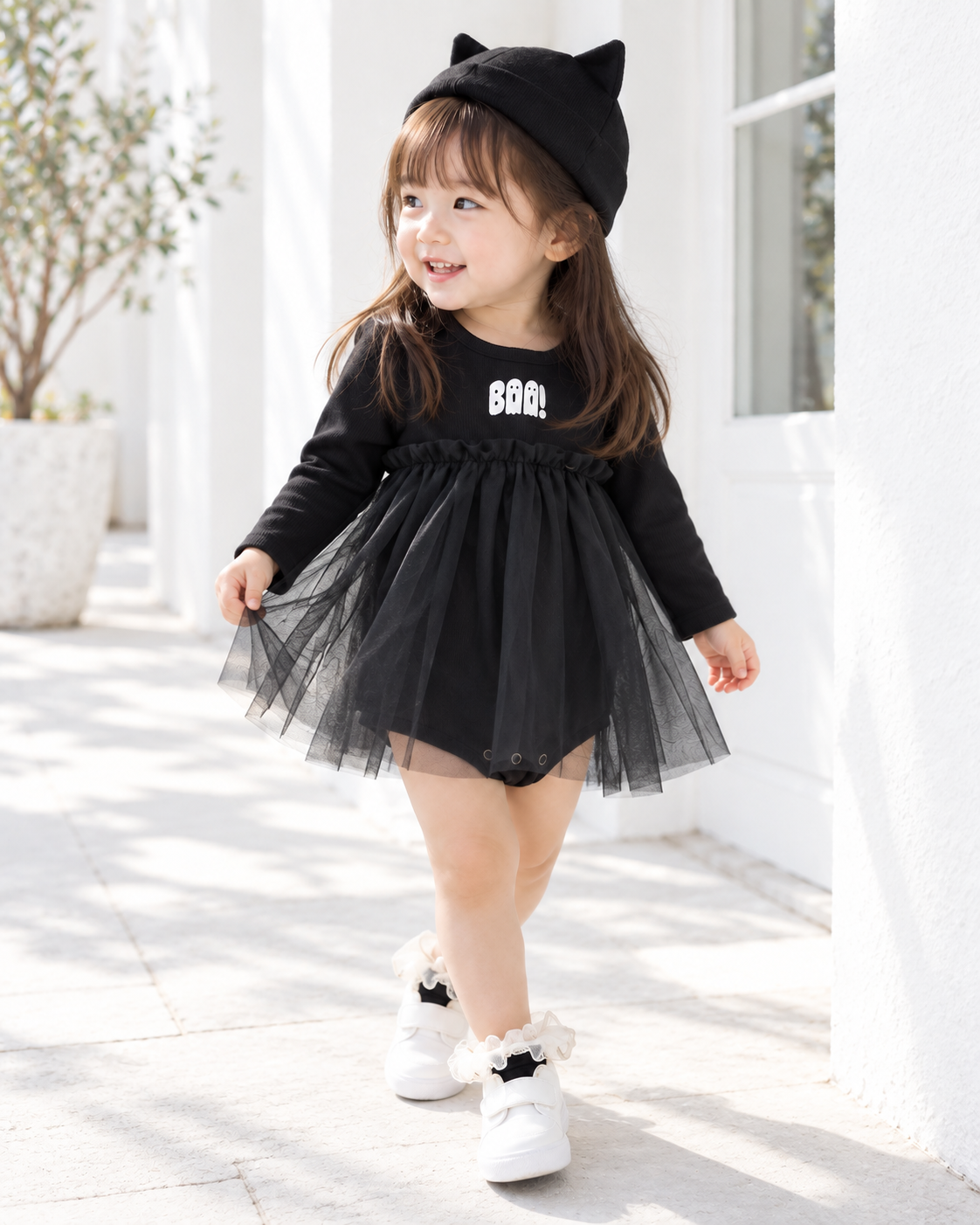 ハロウィンキャット チュールドレスロンパース(A00057) Size: 66Size