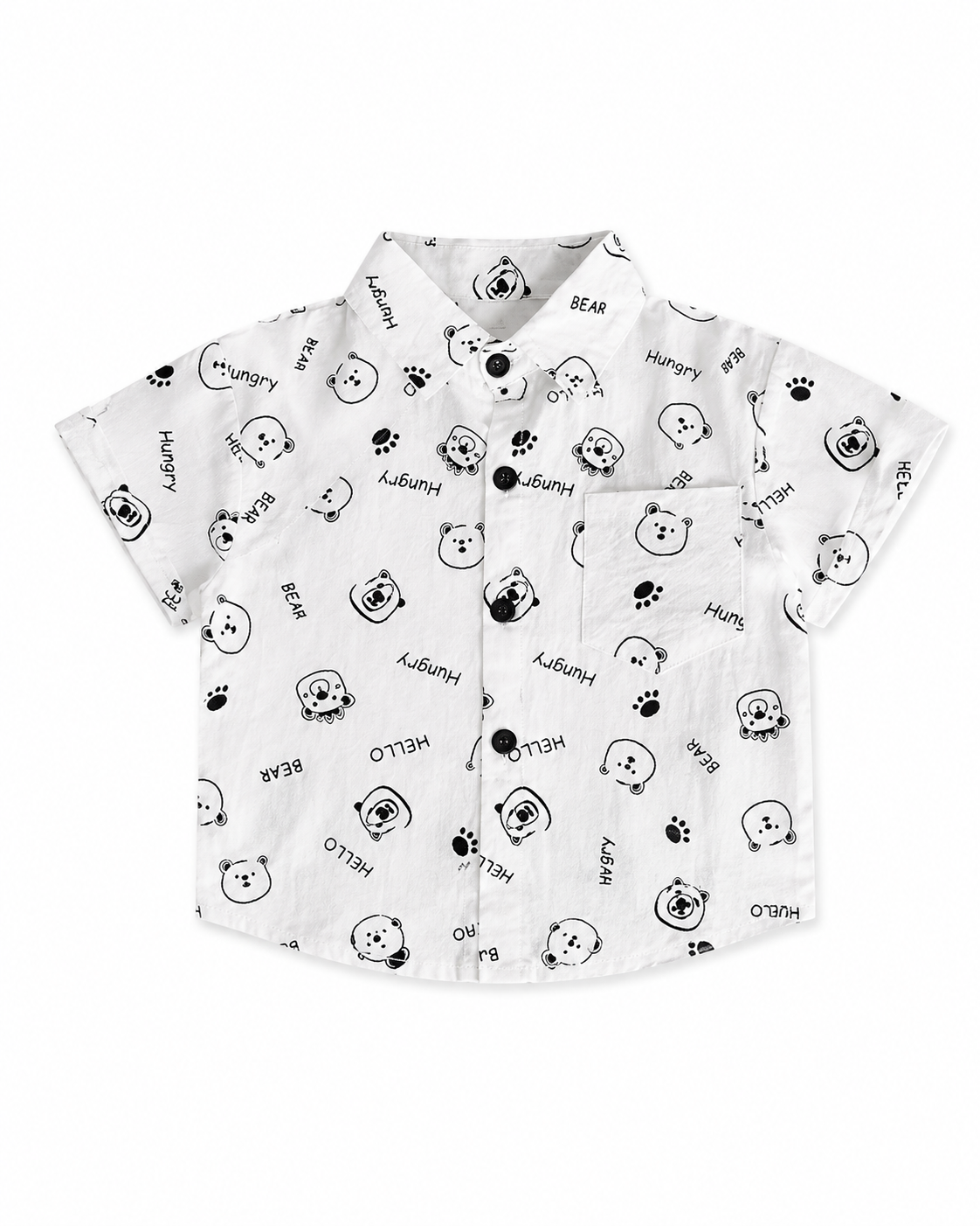 モノトーンベアシャツ＆ライトデニムセット Size: 90Size
