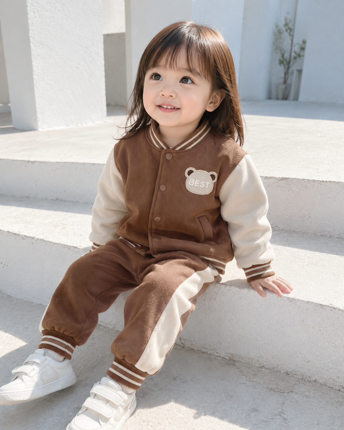 ベアワッペンスタジャンセットアップ 2色展開(A00015) Size: 80cm brown