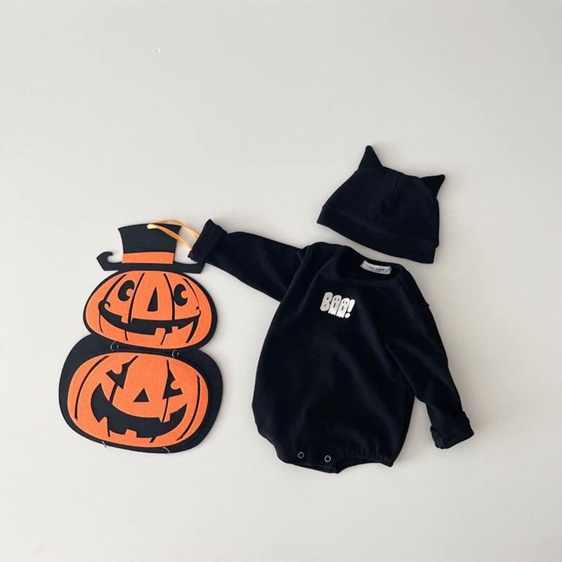 ハロウィンキャット ベビーロンパースセット(A00056) Size: 73Size