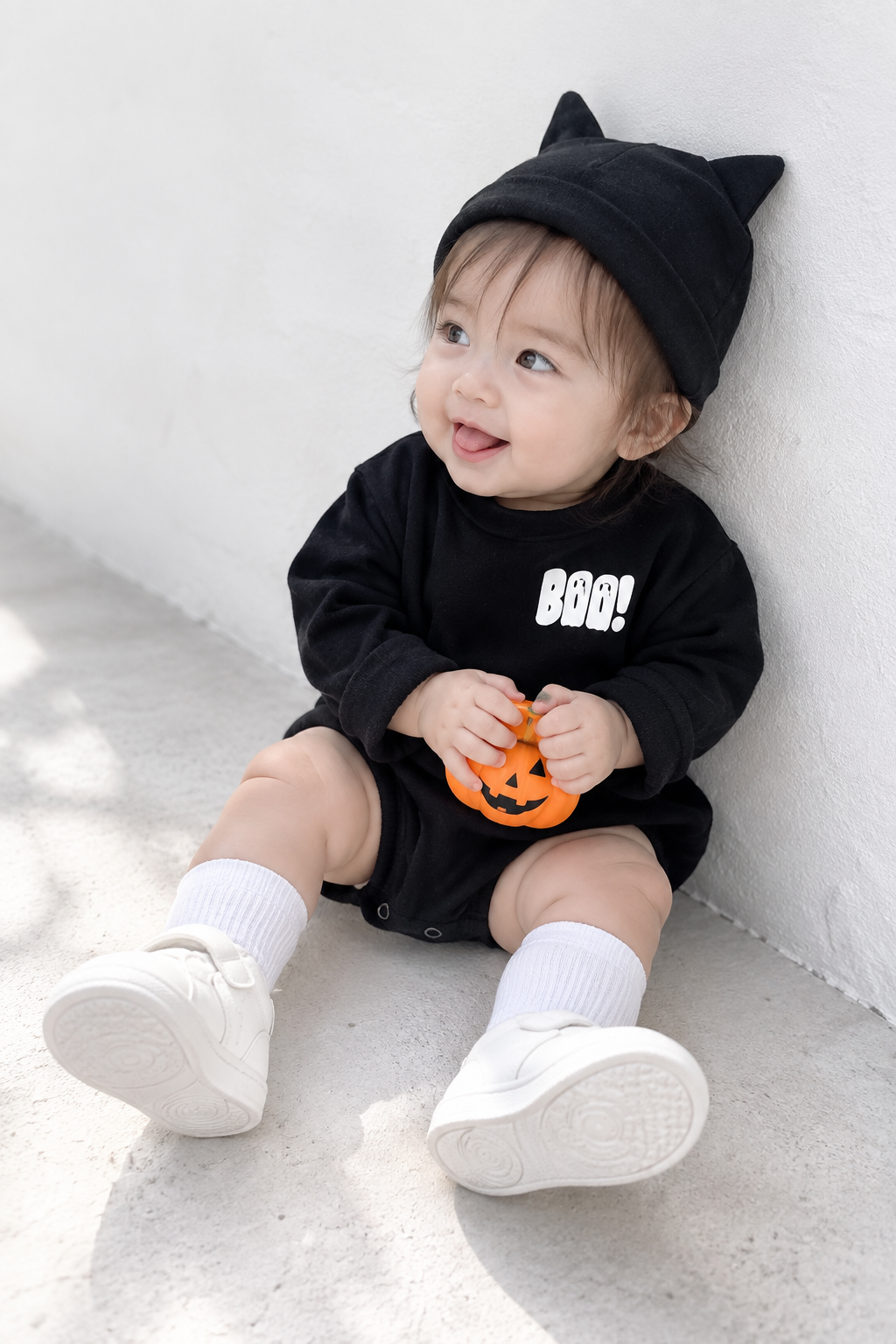 ハロウィンキャット ベビーロンパースセット(A00056) Size: 73Size