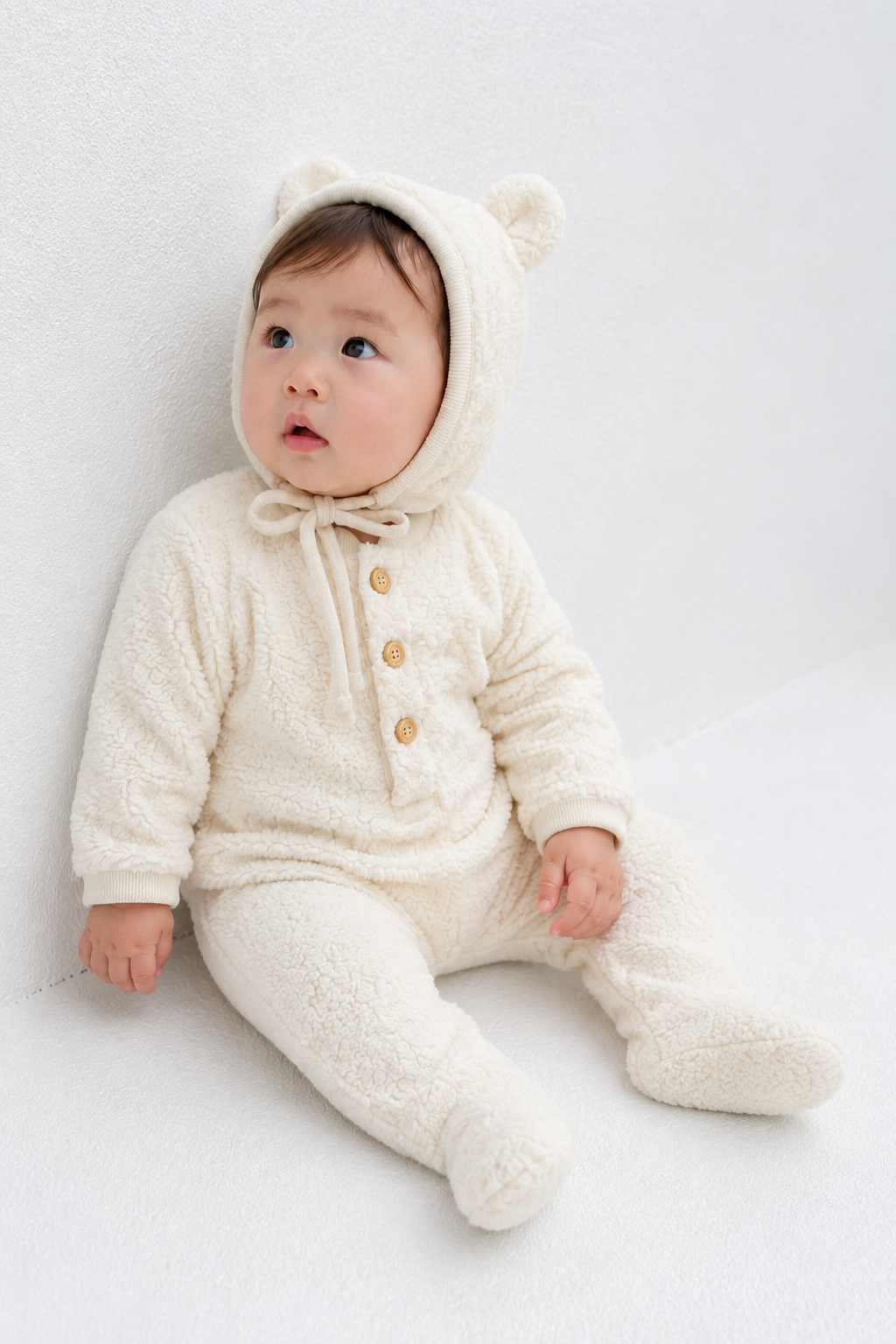 テディベアベビーロンパース　3色展開(A00004) Size: 73Size White
