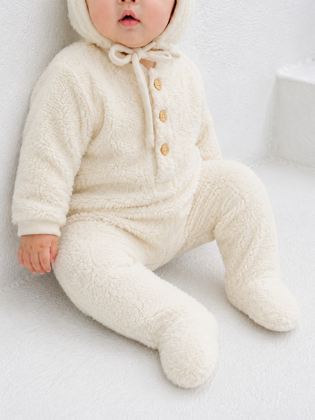 テディベアベビーロンパース　3色展開(A00004) Size: 73Size White