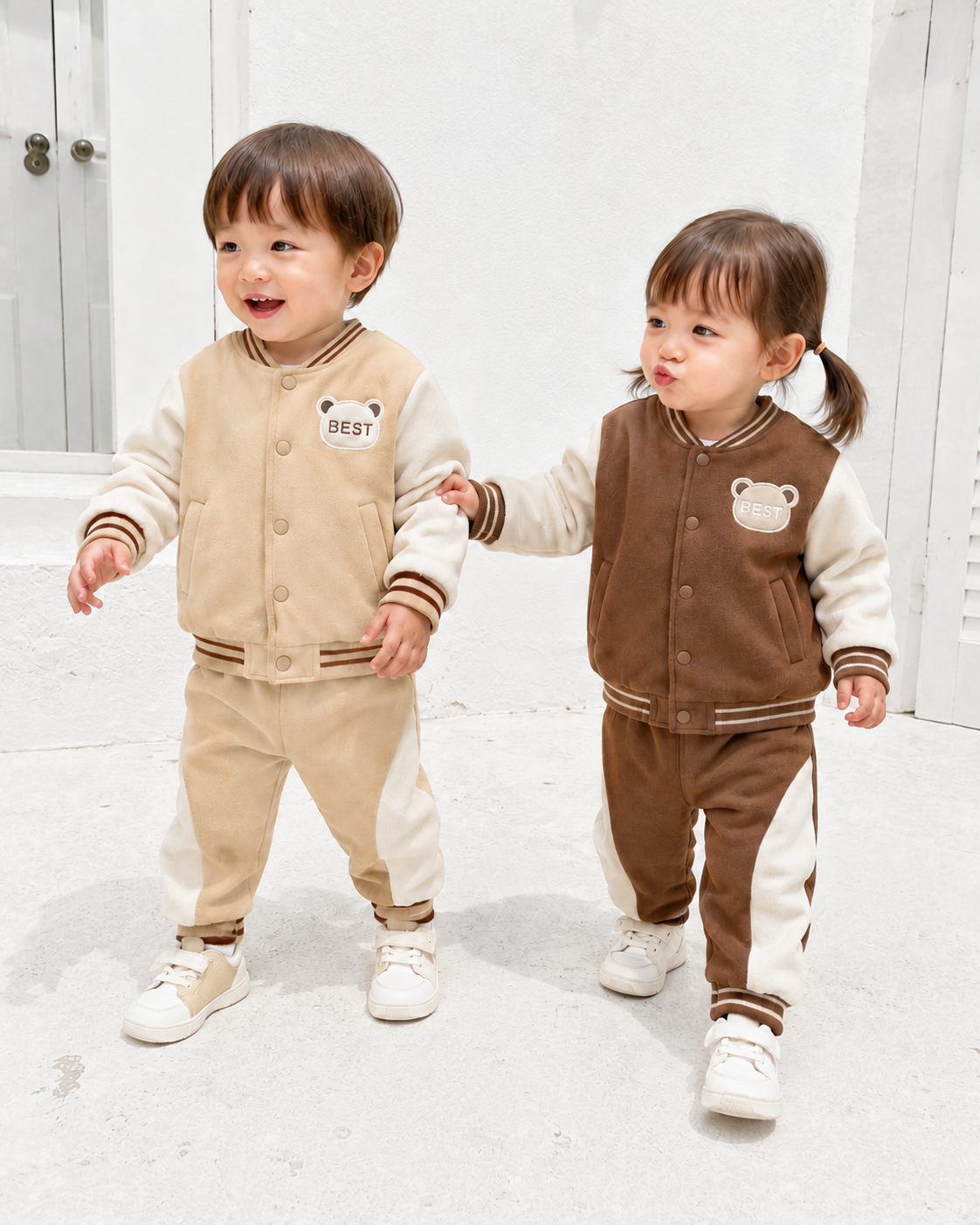ベアワッペンスタジャンセットアップ 2色展開(A00015) Size: 80cm brown