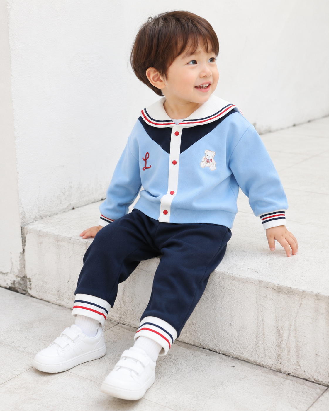 セーラーカラー ベビーセットアップ (A00038) Size: 80Size