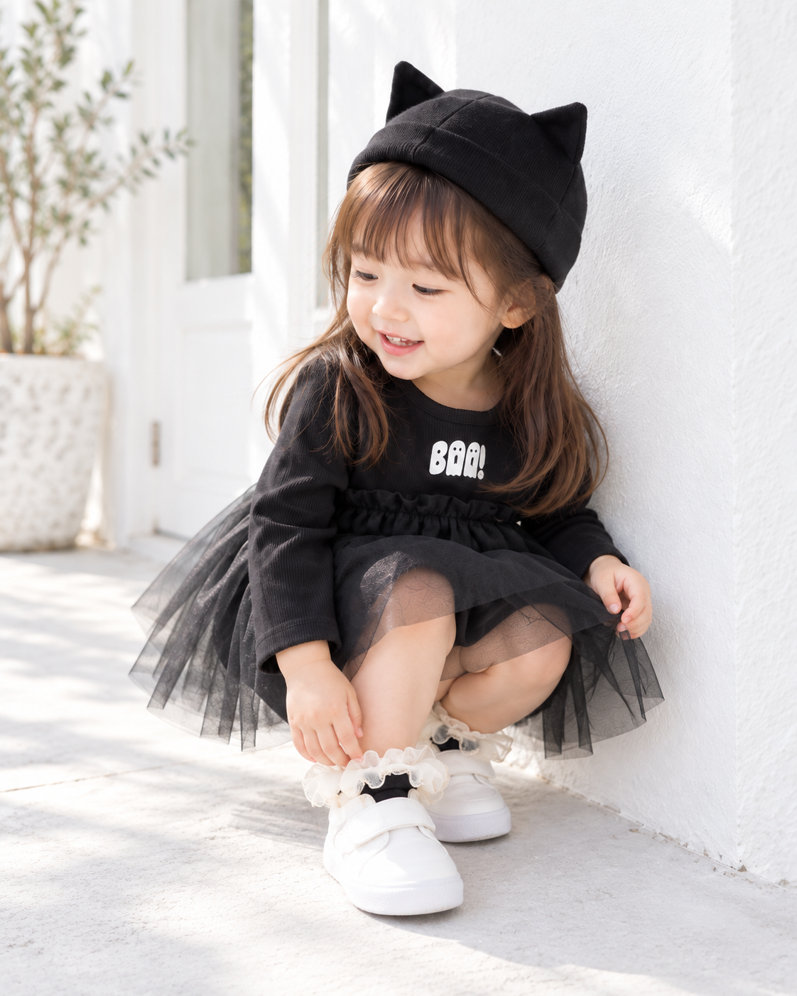 ハロウィンキャット チュールドレスロンパース(A00057) Size: 66Size