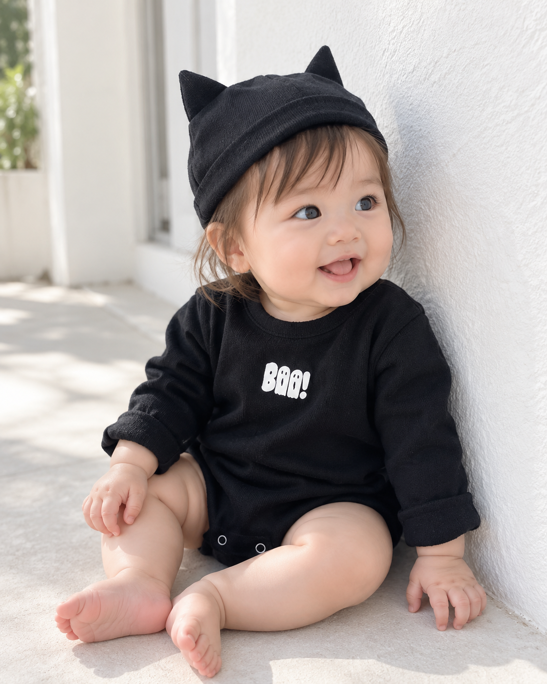ハロウィンキャット ベビーロンパースセット(A00056) Size: 73Size