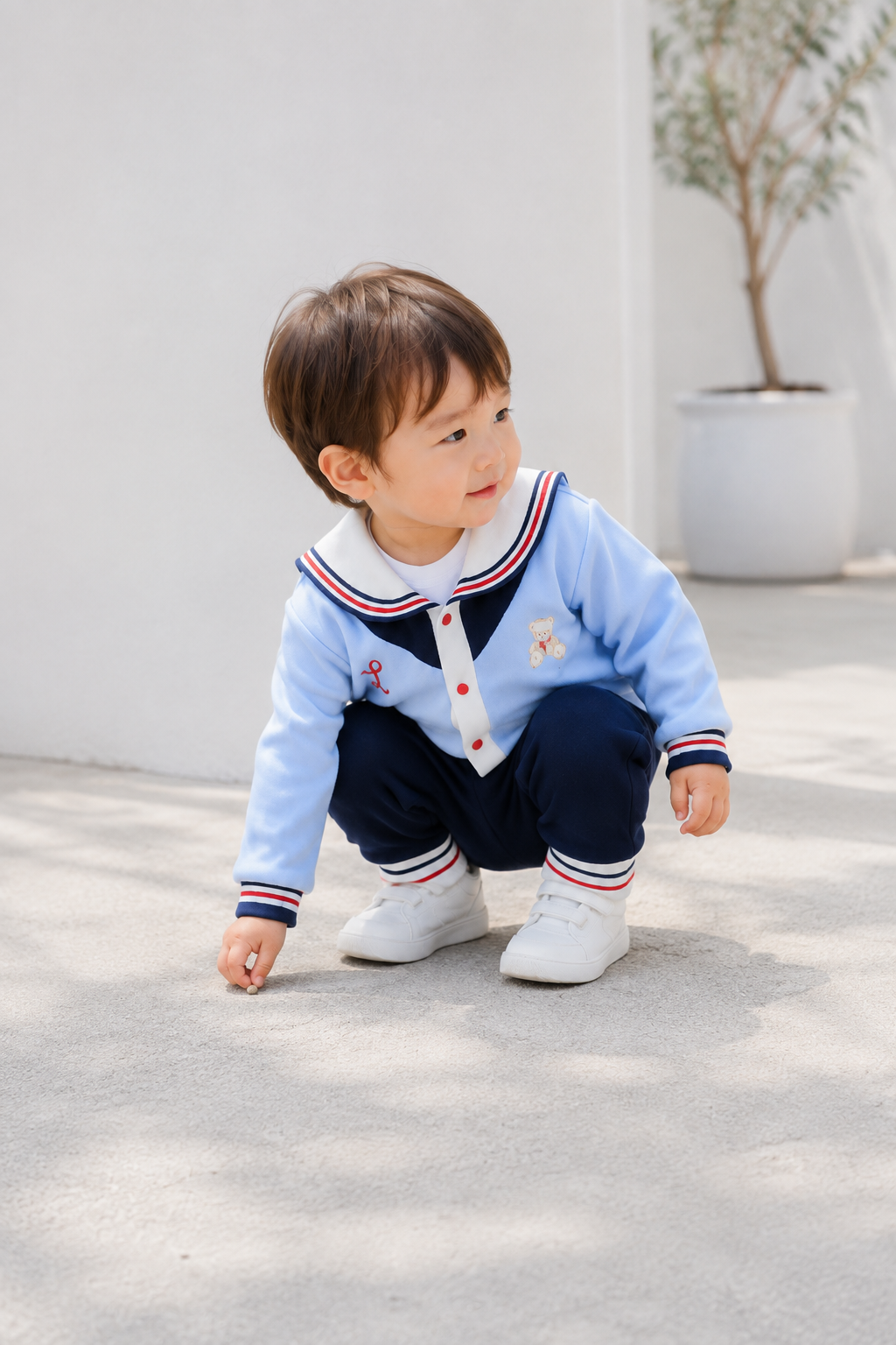 セーラーカラー ベビーセットアップ (A00038) Size: 80Size