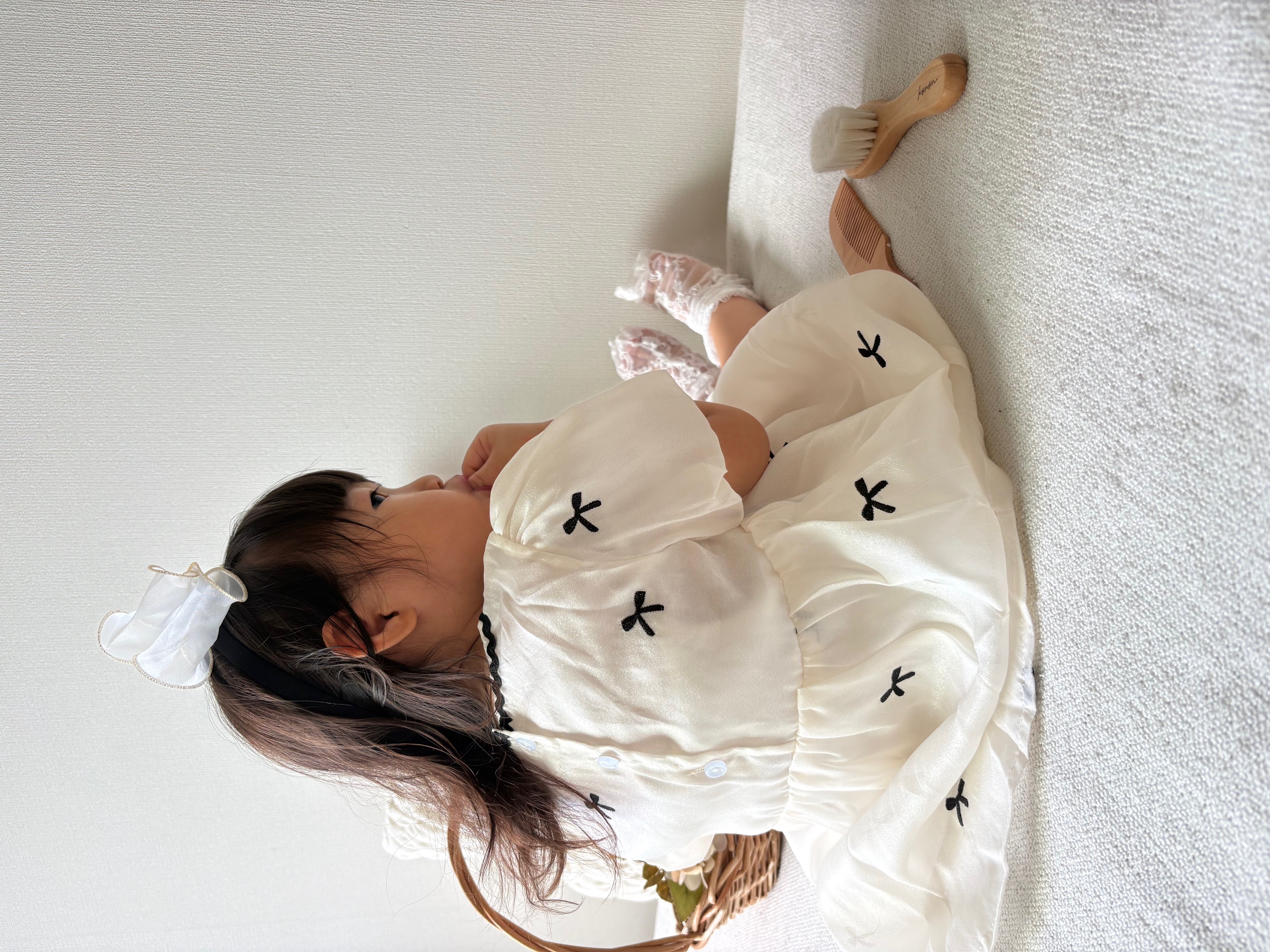 リトルリボン パフスリーブワンピース (A00027) Size: 90Size