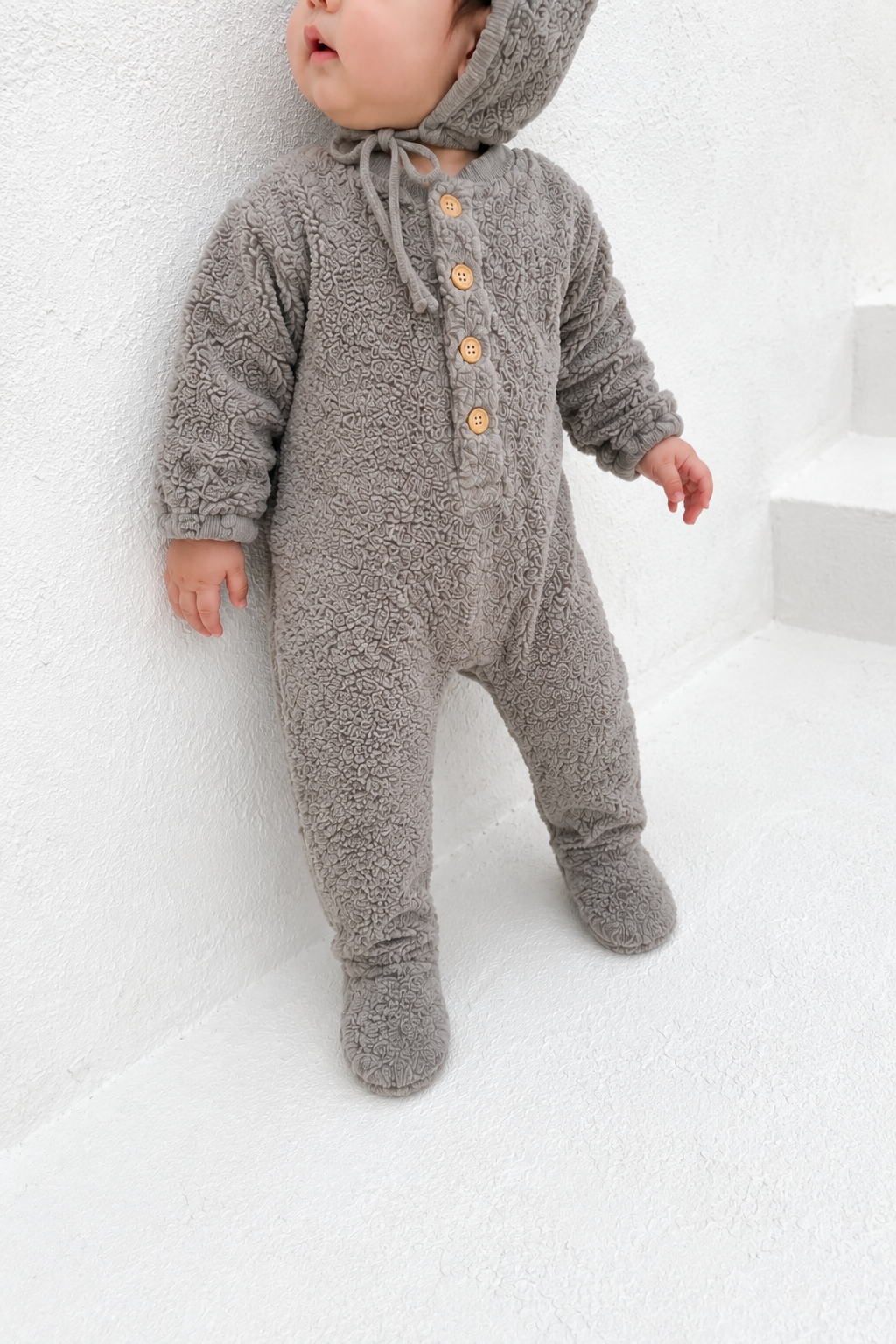 テディベアベビーロンパース　3色展開(A00004) Size: 73Size White