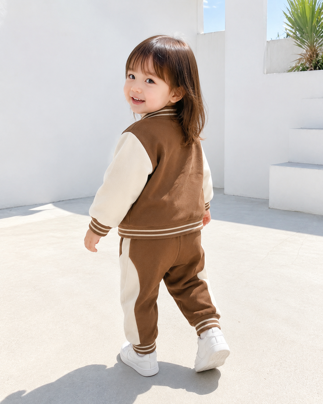 ベアワッペンスタジャンセットアップ 2色展開(A00015) Size: 80cm brown