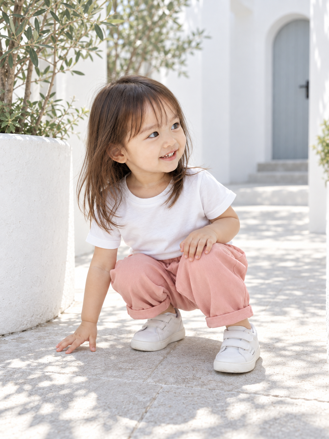 スモーキーピンク テーパードパンツ(A00058) Size: 73Size