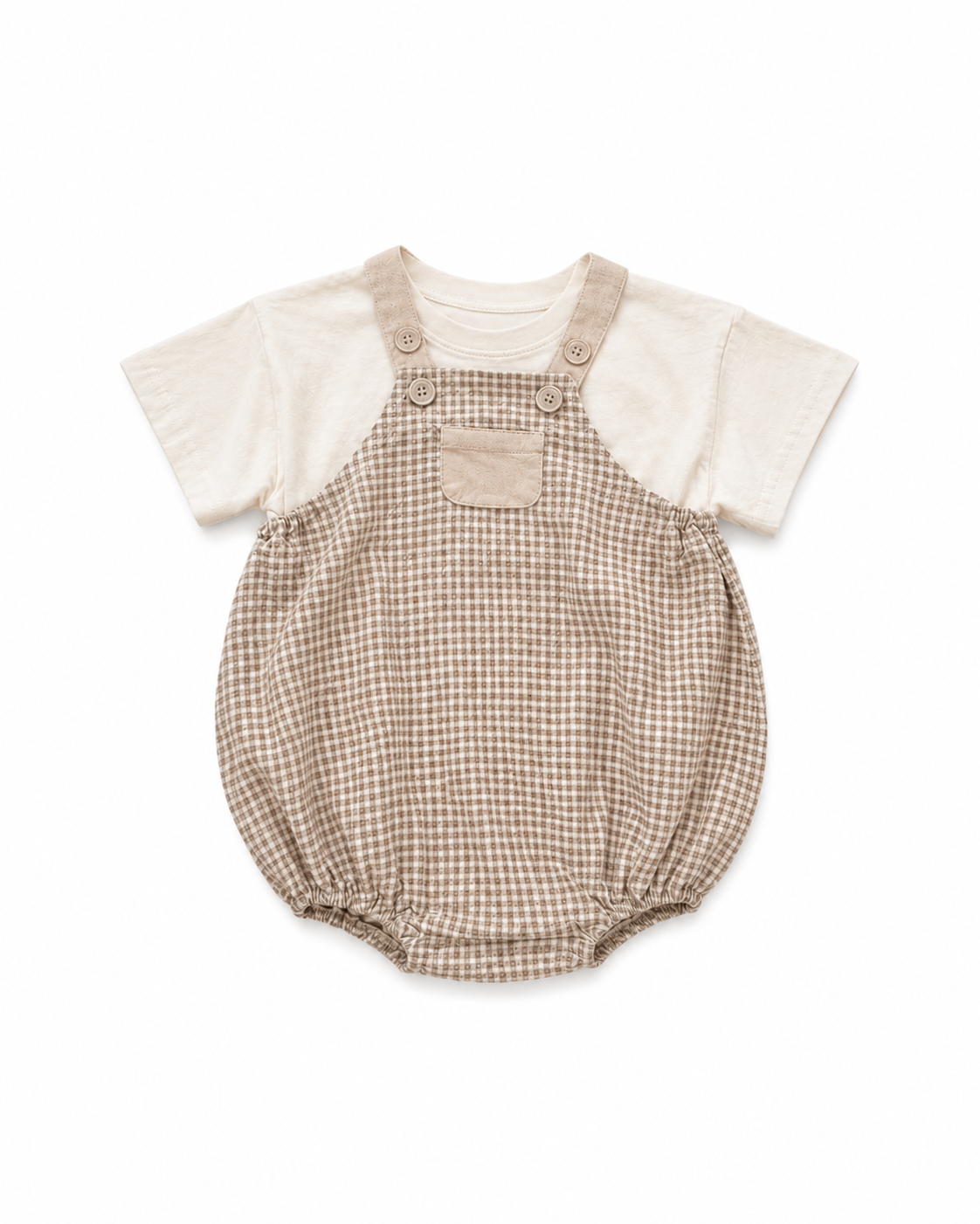 ナチュラルチェック サロペットロンパース 2色展開(A00032) Size: 73cm ブラック