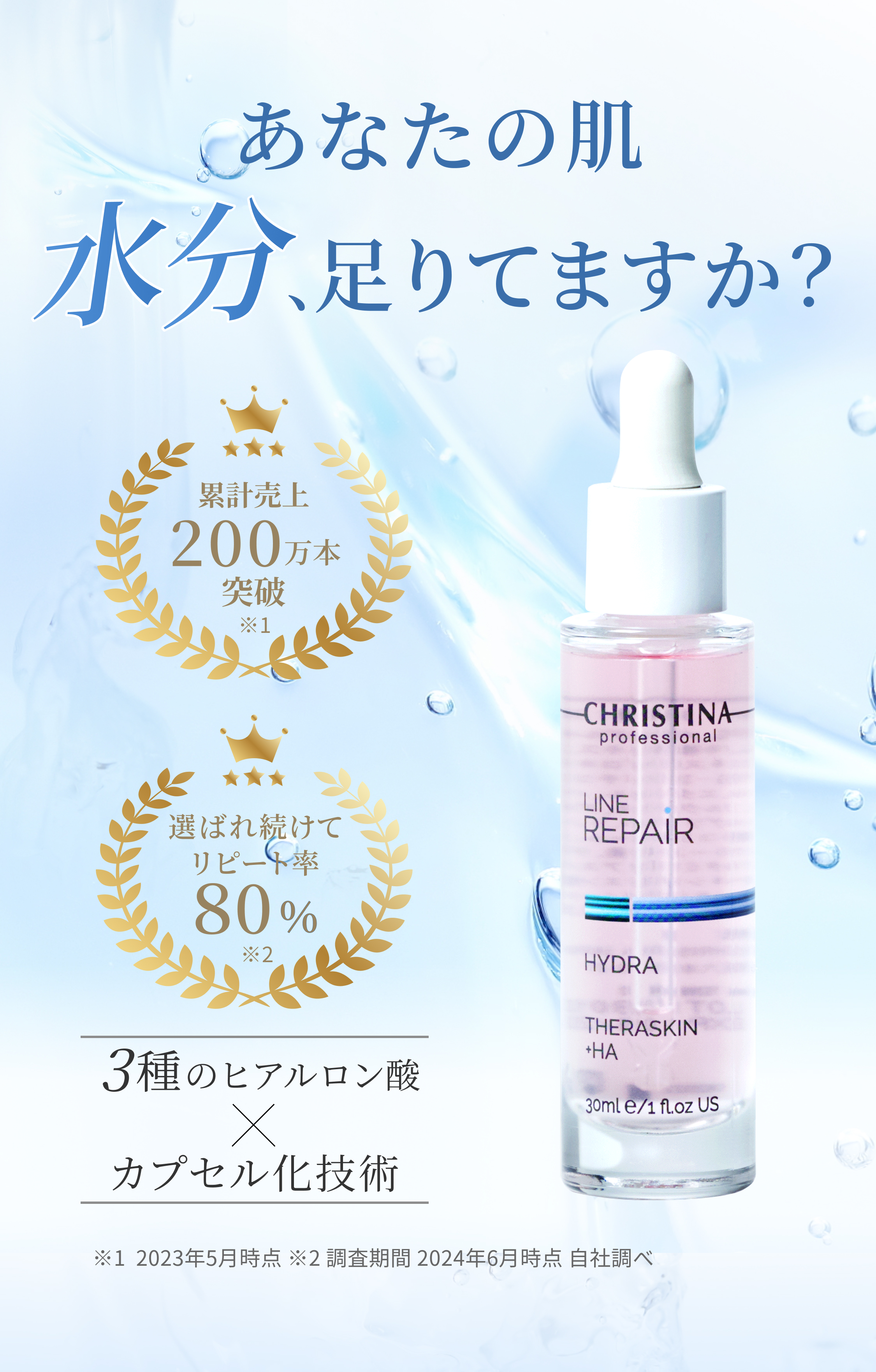 エステティシャンが選ぶ「本格スキンケア」 ヒアルロン酸×カプセル化技術で光まとう透明美肌へ 40年の研究が育んだ感動のヒアルロン酸美容液 THERASKIN(テラスキン)
