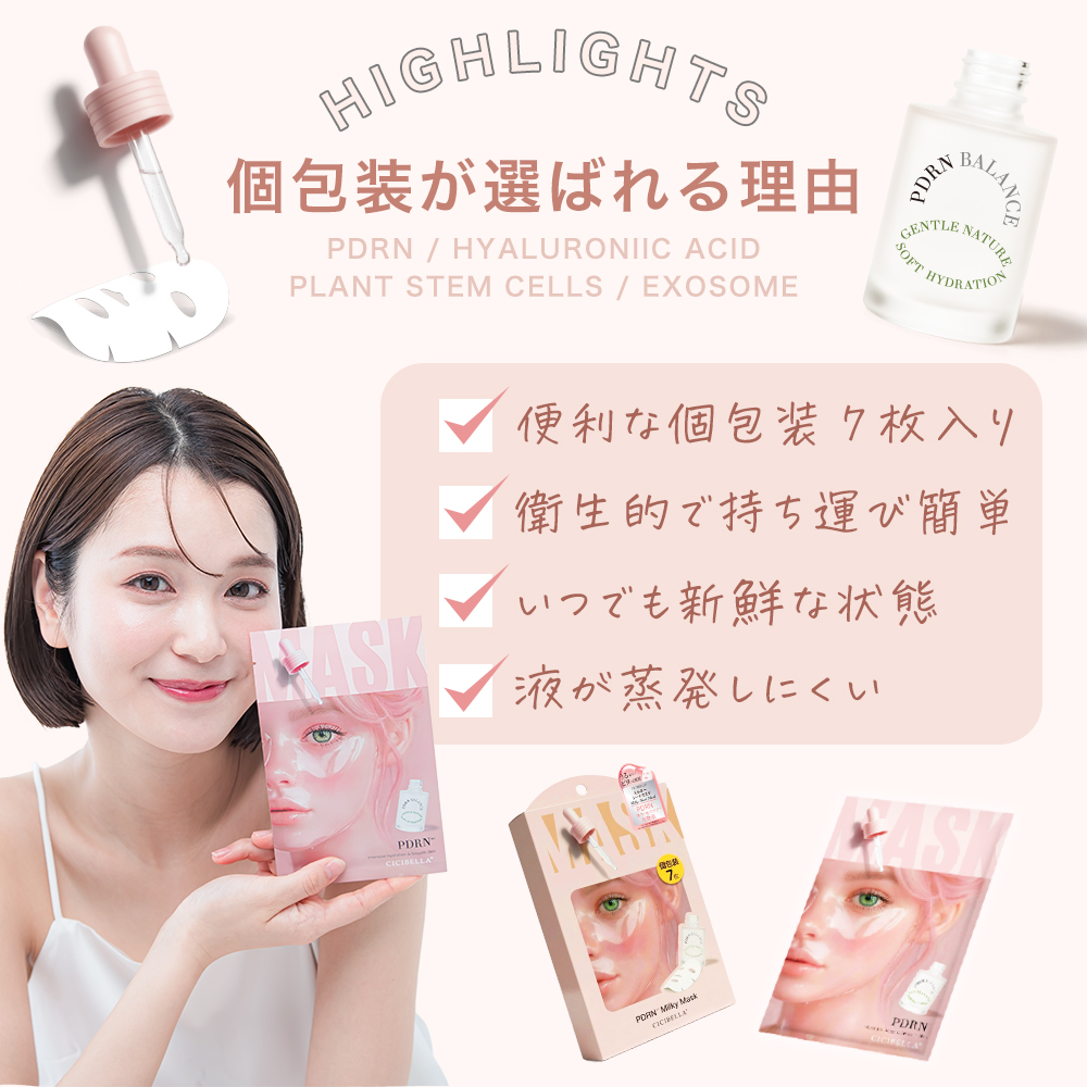 CICIBELLA シートマスク 7枚 個包装 PDRN