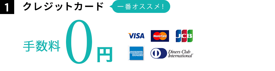 1.クレジットカード 一番オススメ！ 手数料0円