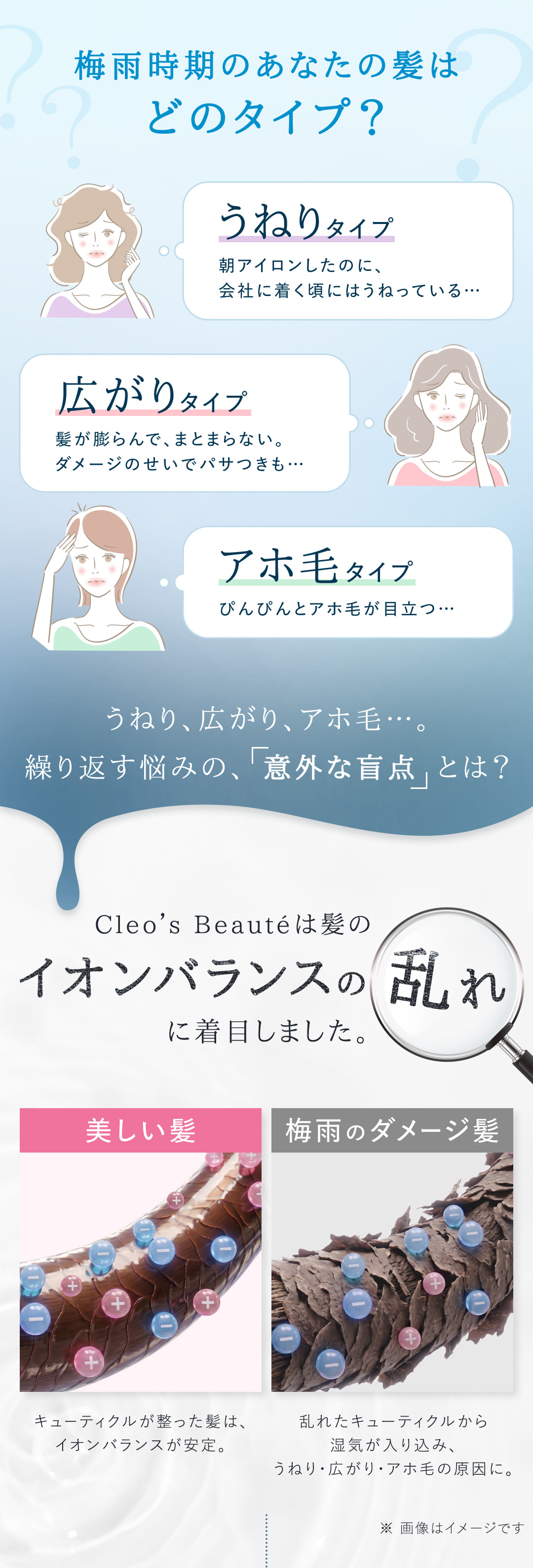 梅雨時期あなたの髪はどのタイプ？