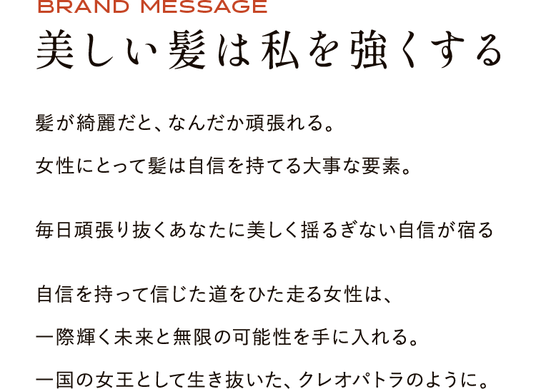 ブランドメッセージ　美しい髪は私を強くする