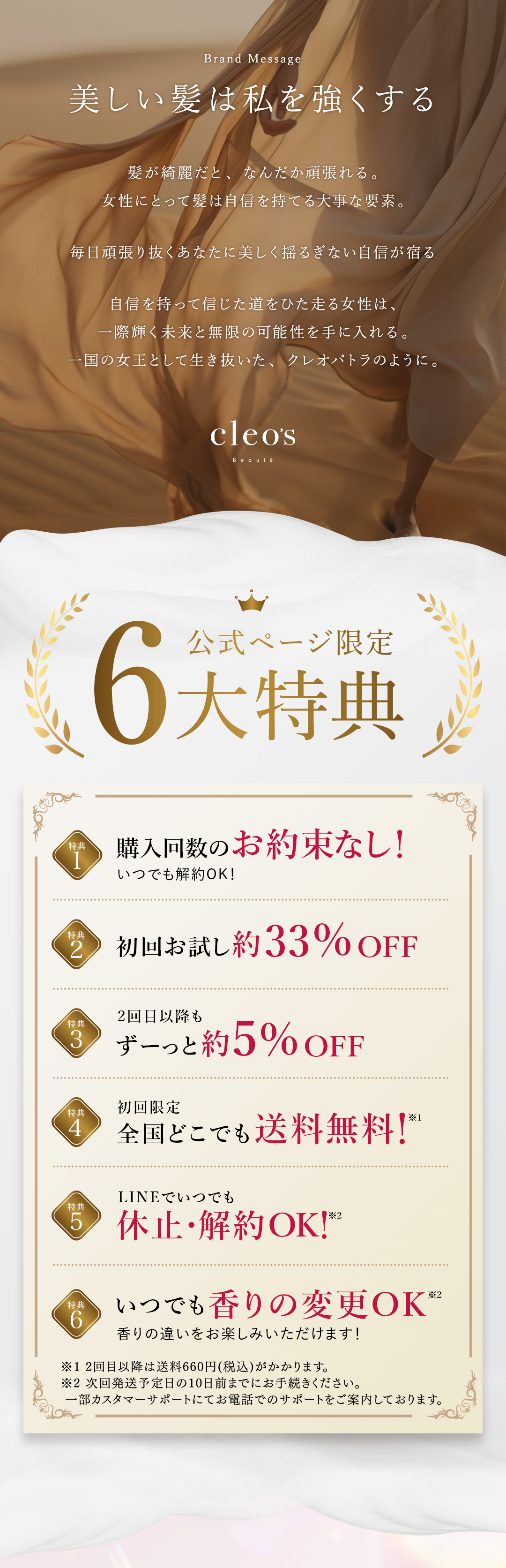 美しい髪は私を強くする 髪が綺麗だと頑張れる 女性にとって髪は自信の要素 自信を持って未来へ進む女性へ捧ぐブランドメッセージ Cleo’s Beauté