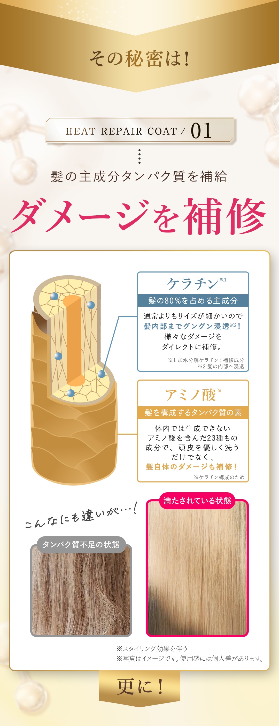 ダメージを補修 ケラチン アミノ酸 タンパク質を補給