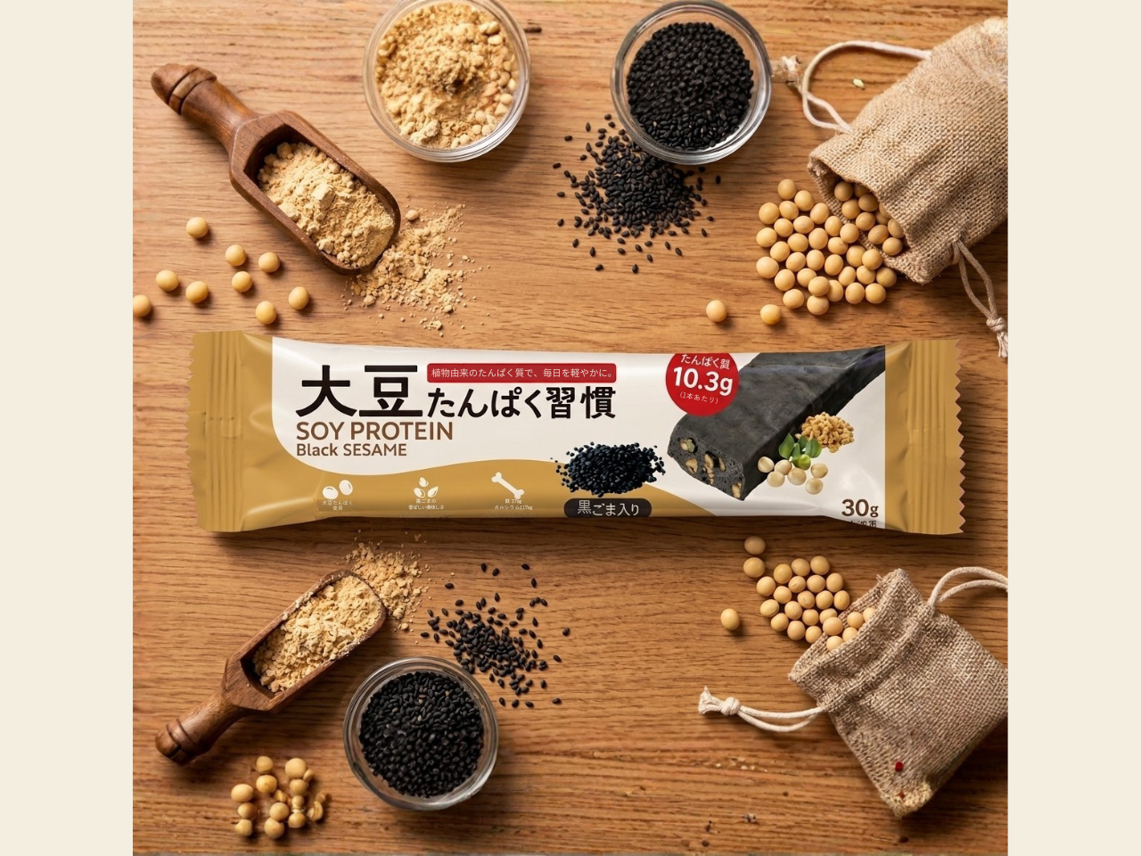 黒ごま香る大豆バー