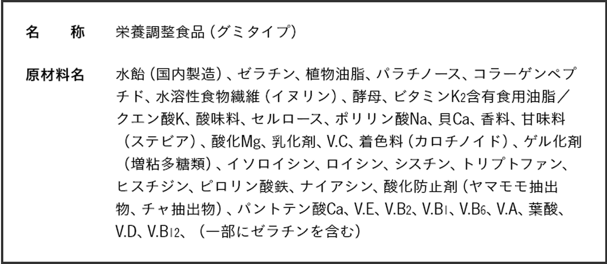 COMPグミ 原材料名