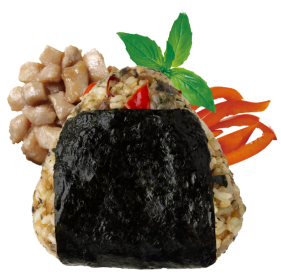 ごろごろ旨み鶏とフレッシュバジルのガパオ風おにぎり