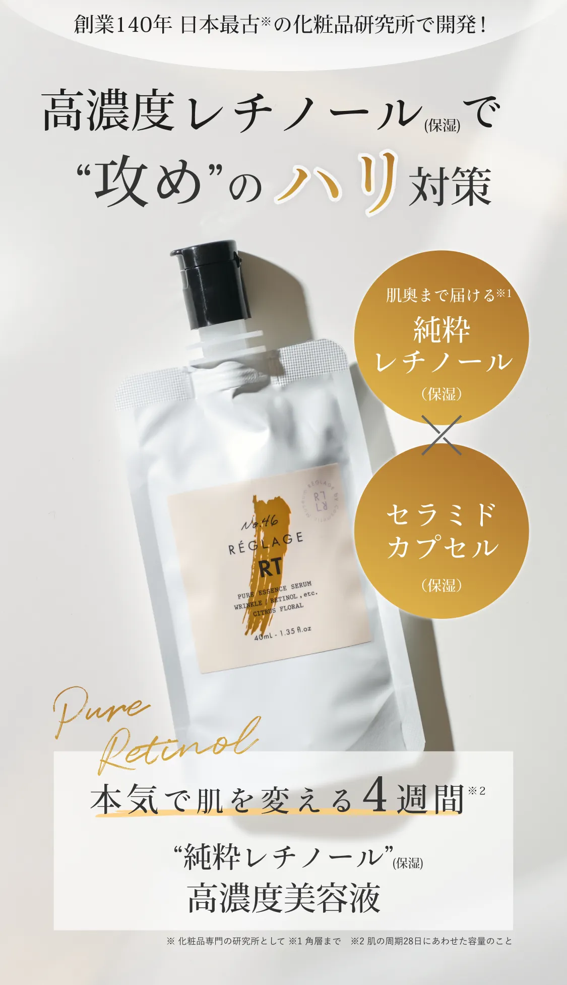 たるむ毛穴と気になるシミに 純粋レチノール 高濃度美容液