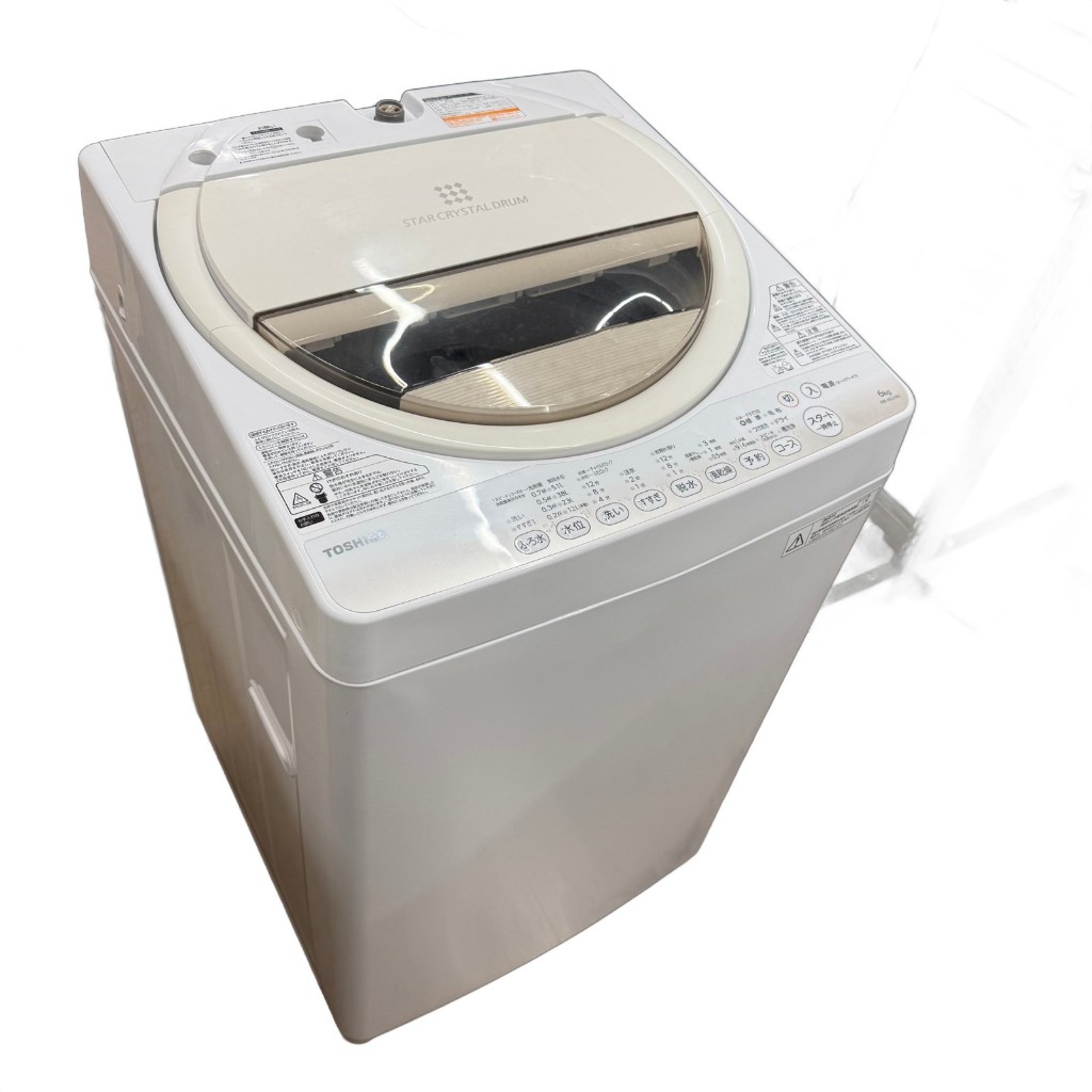 東芝 6.0kg 全自動洗濯機 AW-6G2 2015年製 スタークリスタルドラム ホワイト 一人暮らし 単身用
