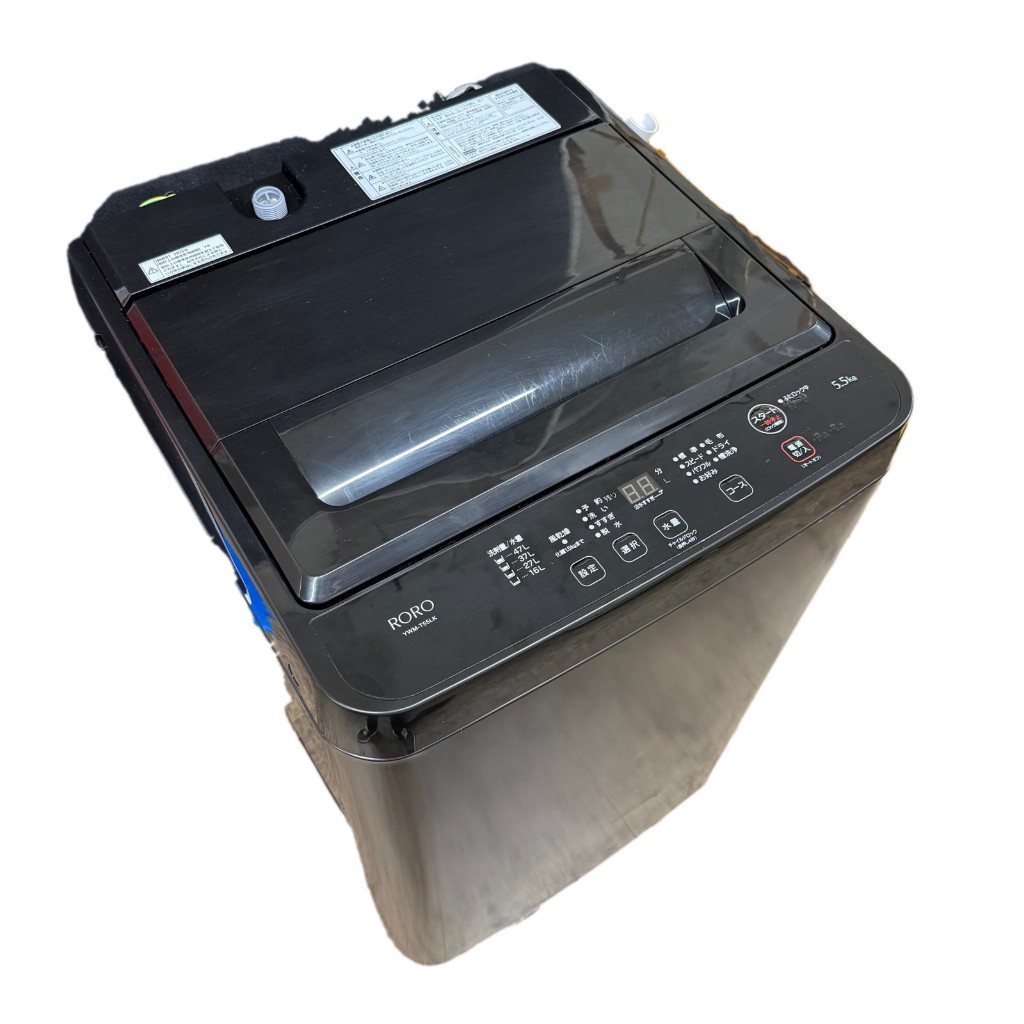 ヤマダ電機 RORO 5.5kg 全自動洗濯機 YWM-T55LK 2025年製 ブラック ステンレス槽 風乾燥 一人暮らし 単身用