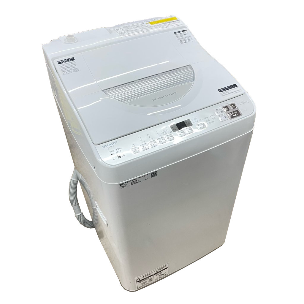 洗濯5.5kg 乾燥3.5kg 全自動洗濯乾燥機 シャープ ES-TX5F-S 2021年製造 洗濯機 完全乾燥