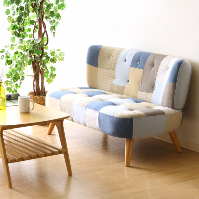 パッチワーク 2人がけソファ 不二貿易 フレンズ ファブリックソファー