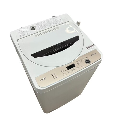 シャープ 6.0kg 全自動洗濯機 ES-GE6F-T 2022年製 穴なし槽 風乾燥 一人暮らし 単身用